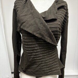 Luxury cardigan wrap Sarah Pacini in a neutral dark chocolate brown. One size